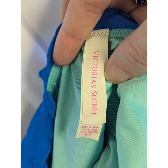 Victorias Secret Cheeky Ruffled Bikini Bottom Blue & Mint S Swimwear - Picture 3 of 3